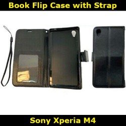 Book Flip Case with Strap For Sony Xperia M4 E2303 Slim Fit Look